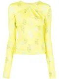 Rokh twist-detail rose-print top - Yellow
