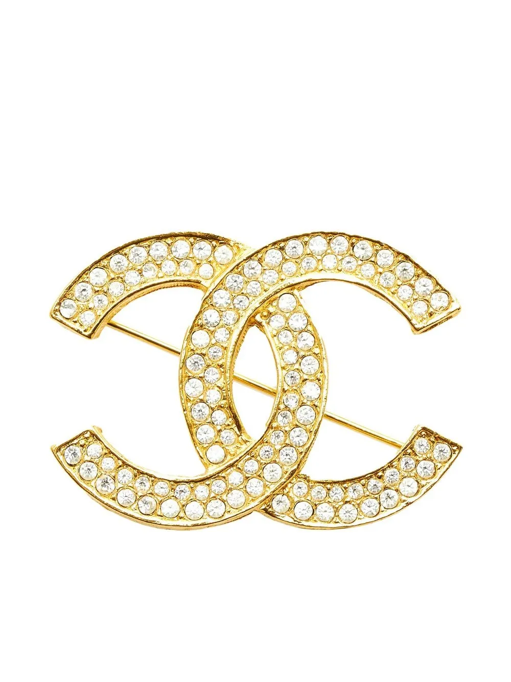 

Chanel Pre-Owned CC rhinestone-embellished brooch - Gold