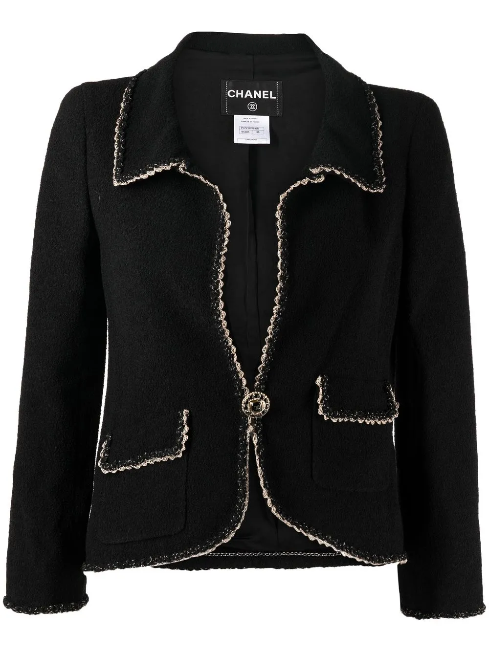 

CHANEL Pre-Owned 1990-2000 detailed trim jacket - Black
