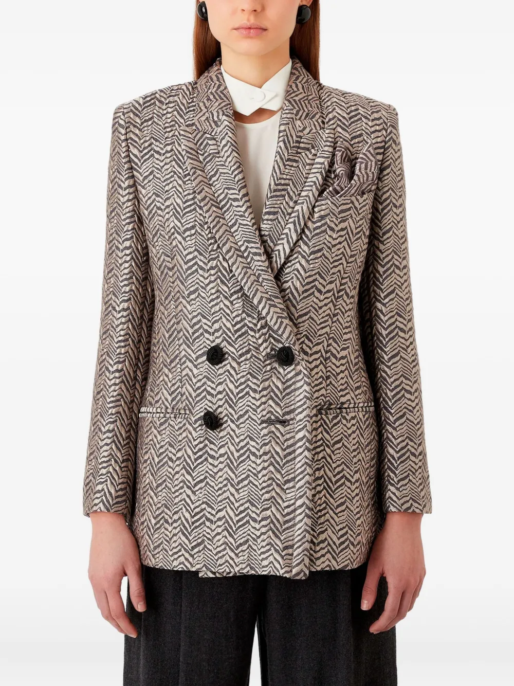 Emporio Armani herringbone double-breasted blazer | Blazers | Image 2