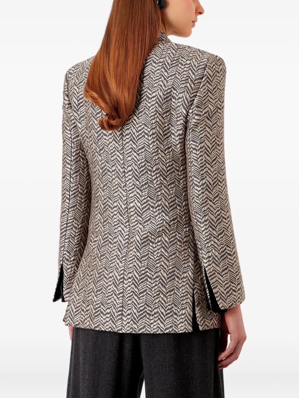 Emporio Armani Herringbone Double-breasted Blazer In Black