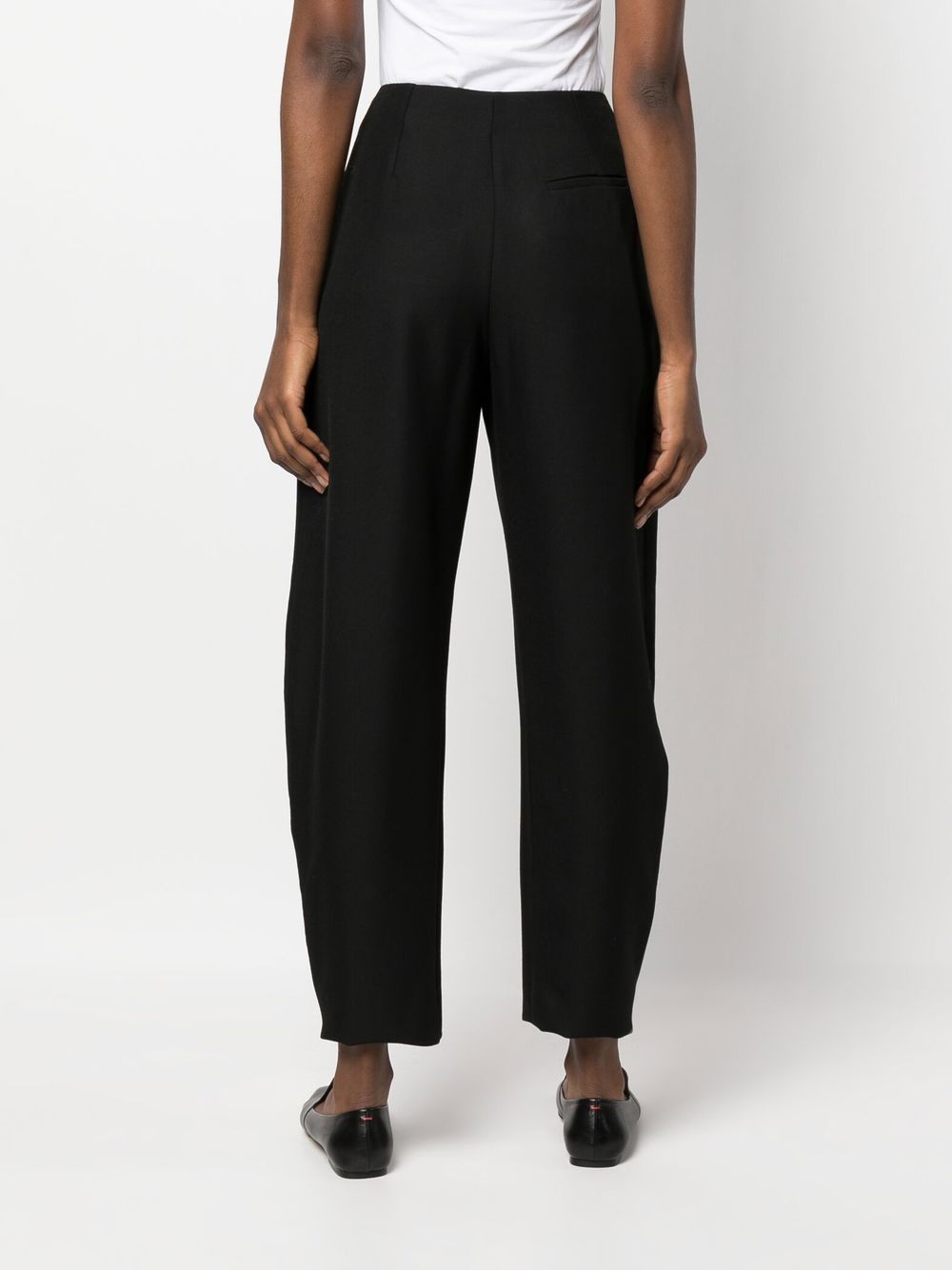 Shop Emporio Armani Tapered Gabardine Trousers In Black