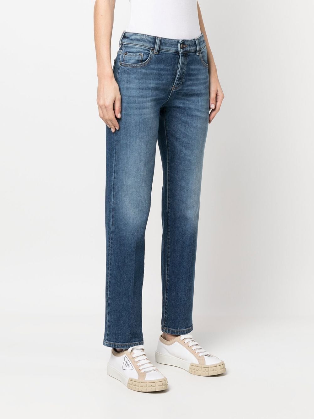 Shop Emporio Armani Mid-rise Straight Leg Jeans In Blue