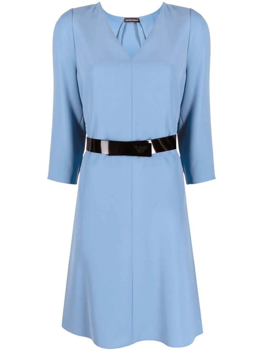 

Emporio Armani logo-belt V-neck dress - Blue