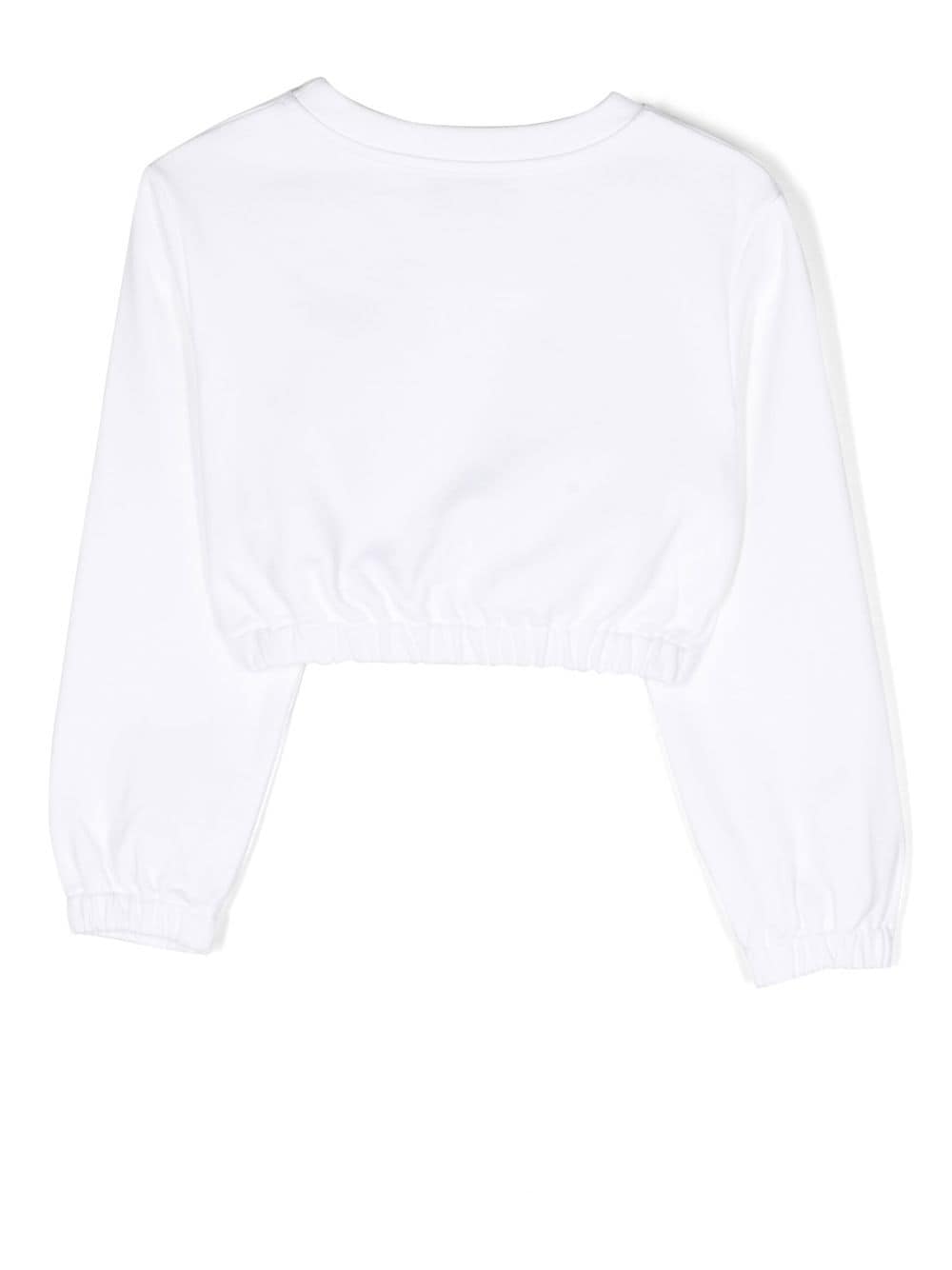 PUCCI Junior logo-print cropped sweatshirt - Wit