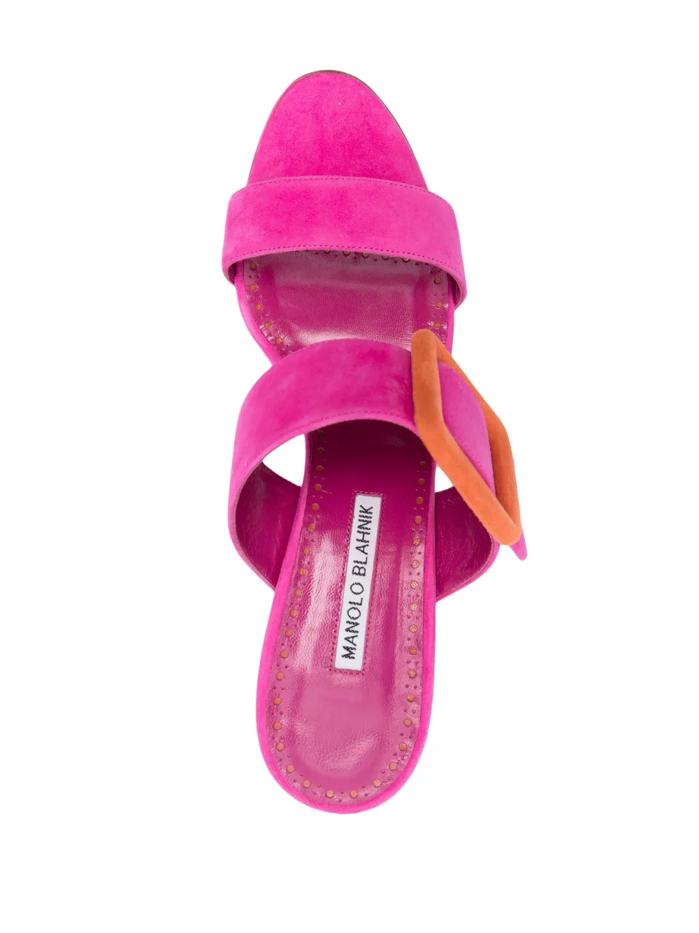 Manolo Mules 7cm Pink Suede Leather Bottom 451188