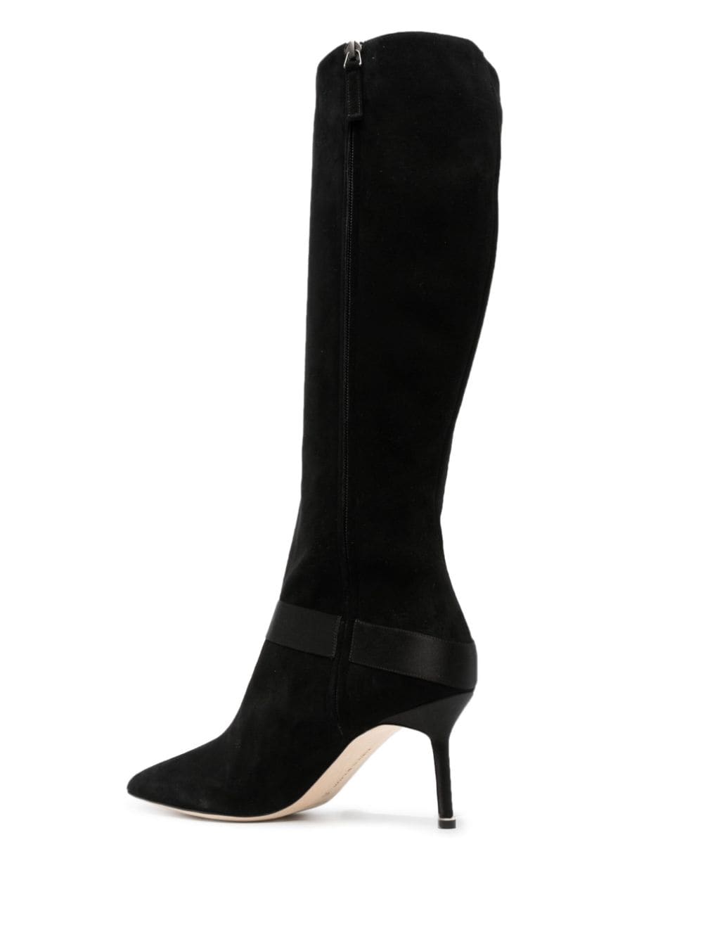 Shop Manolo Blahnik Pliniahi 70mm Pointed-toe Knee Boots In Black