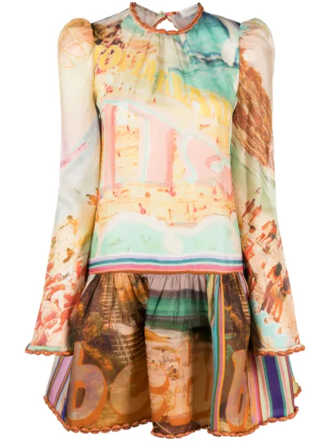 ZIMMERMANN Tama printed layered minidress