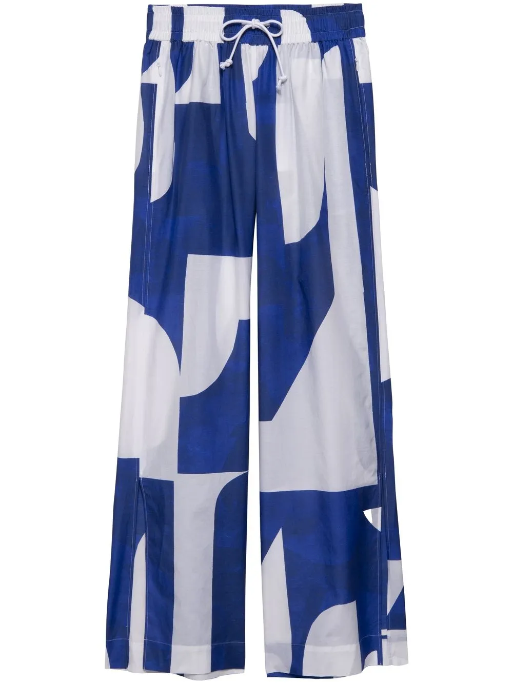 Frame Drawstring Pattern-embellished Cotton-blend Trousers In Blau
