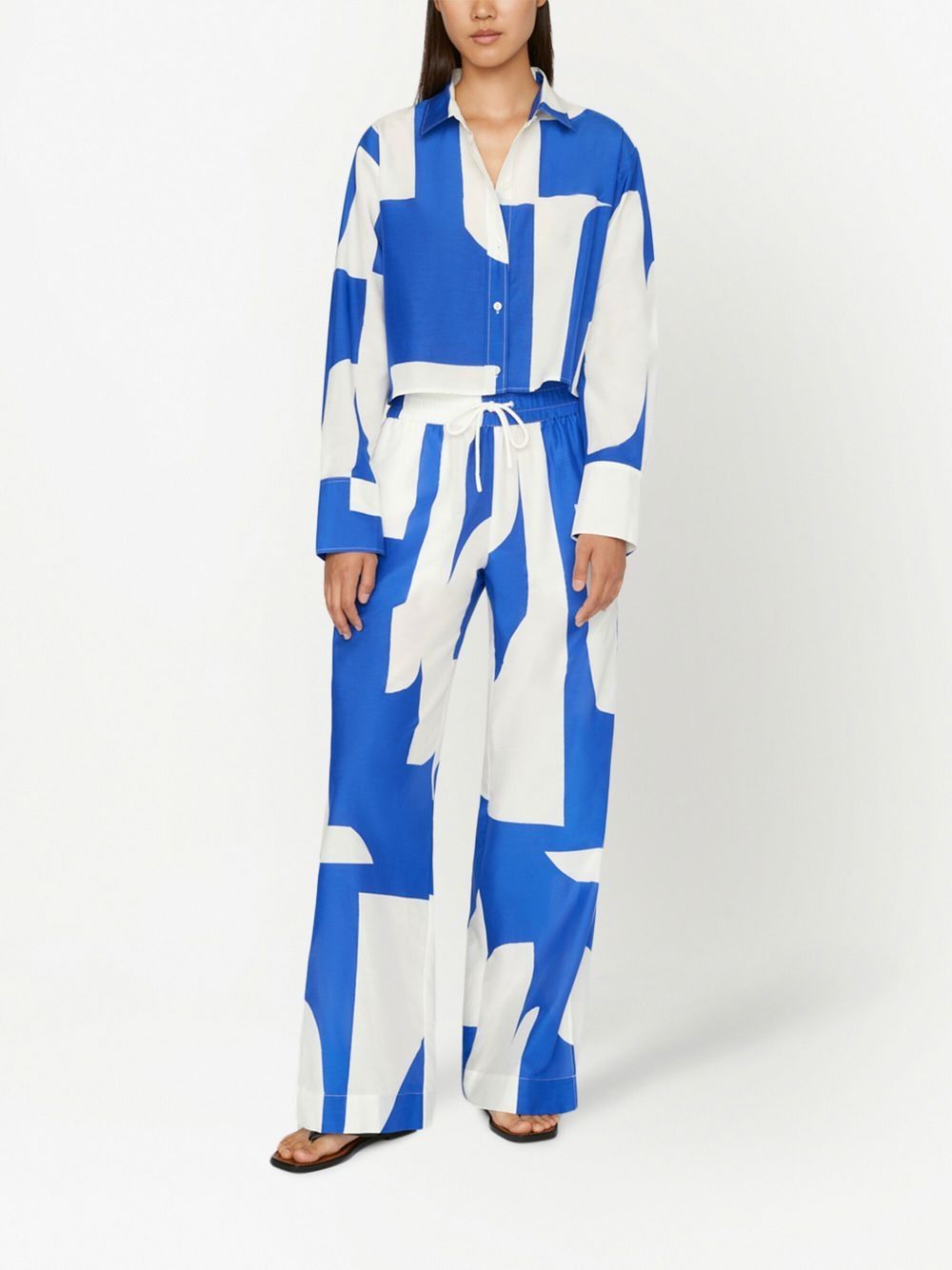 FRAME geometric-print slit palazzo pants - Blauw