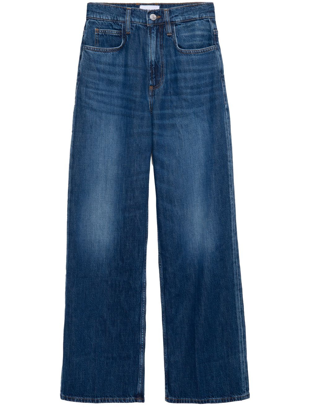 Frame High-rise Straight Jeans In Blue