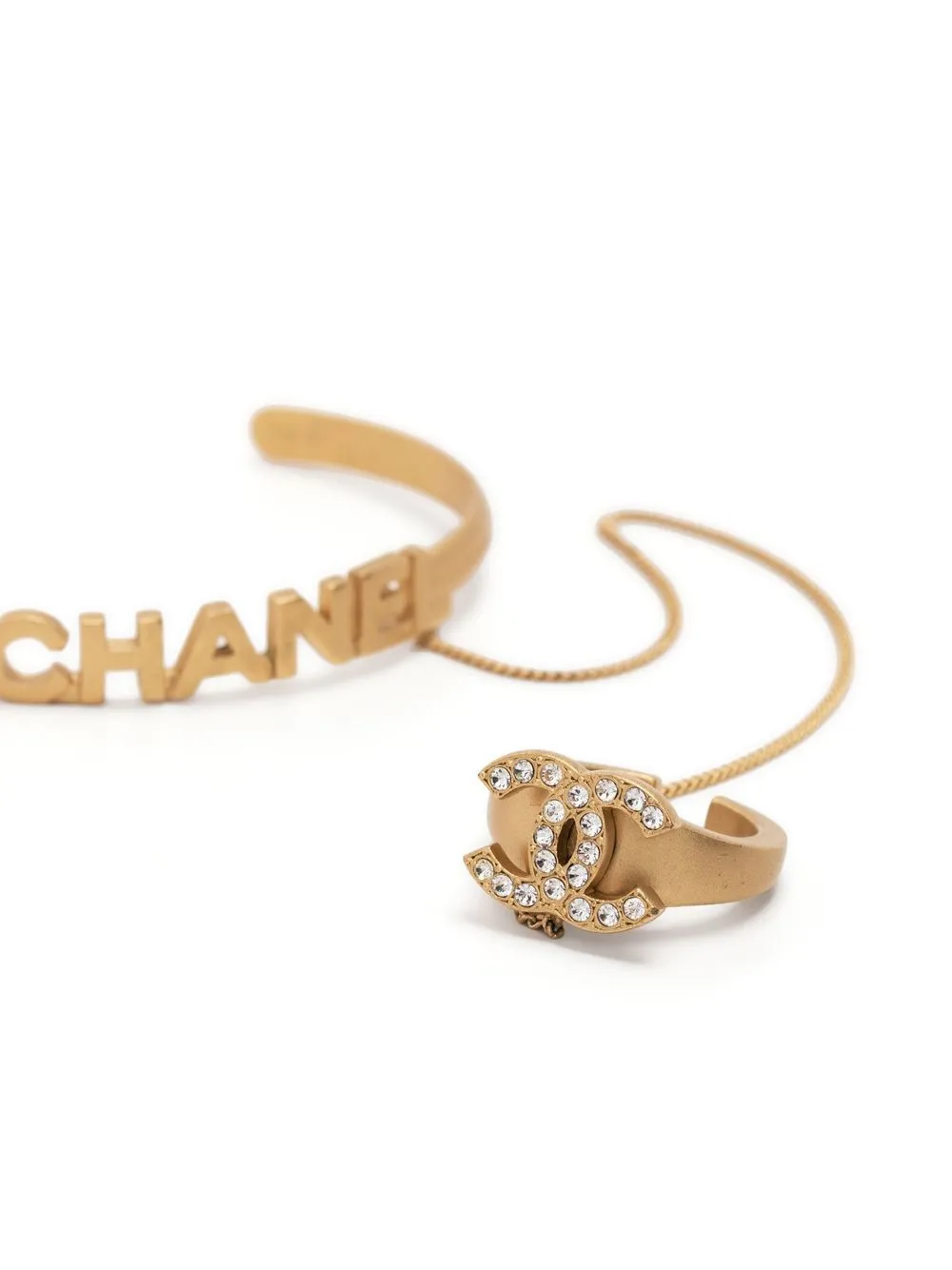 2001 Cc Rhinestone-Embellished Ring Bangle Bracelet