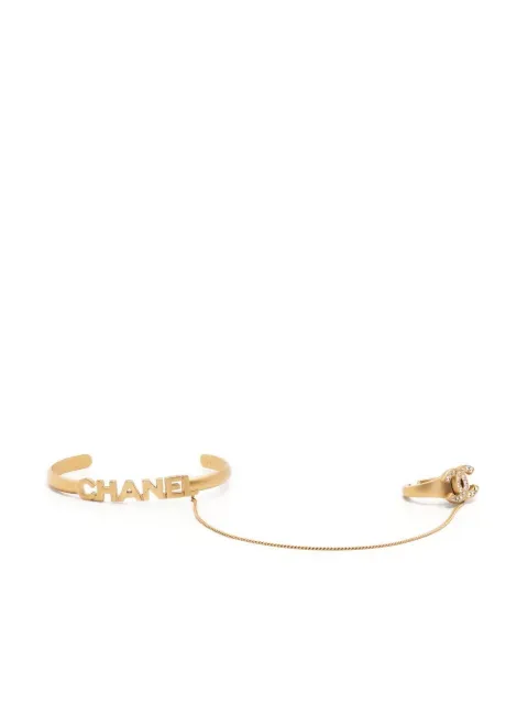 CHANEL Pre-Owned 2001 CC rhinestone-embellished ring bangle bracelet