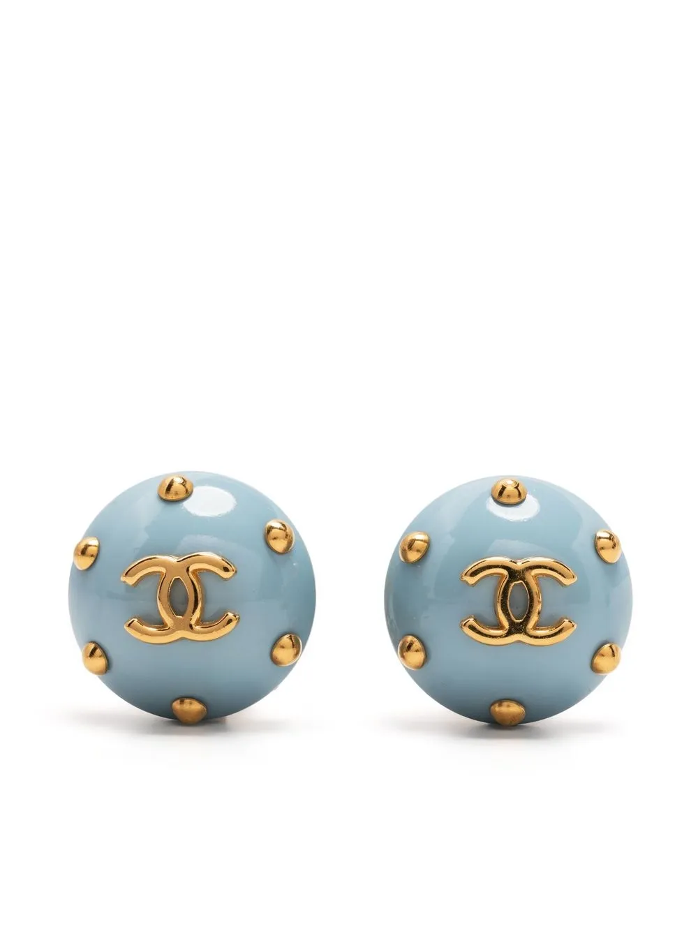 

CHANEL Pre-Owned 1996 CC button clip-on earrings - Blue