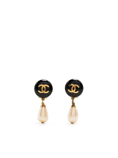 CHANEL Pre-Owned boucles d'oreilles à logo CC (1995)