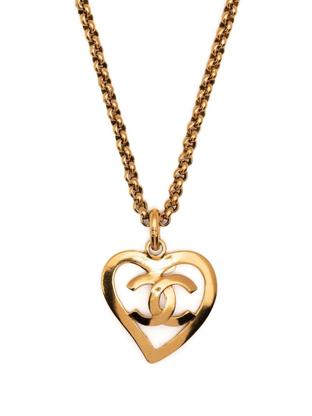 

CHANEL Pre-Owned 1994 CC heart pendant necklace - Gold