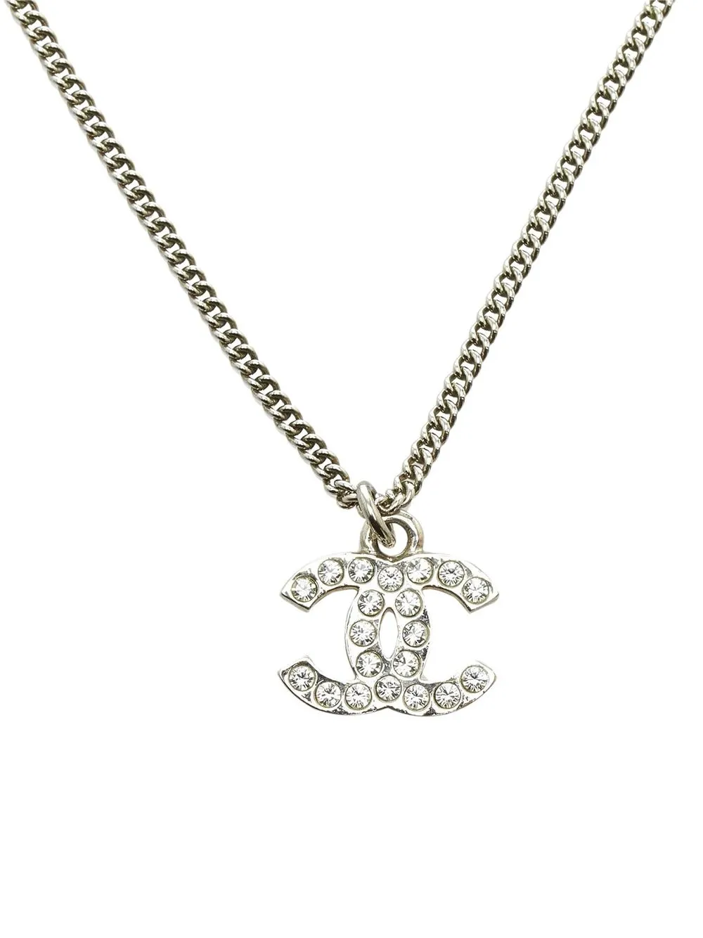 

CHANEL Pre-Owned CC rhinestone-embellished necklace - Silver
