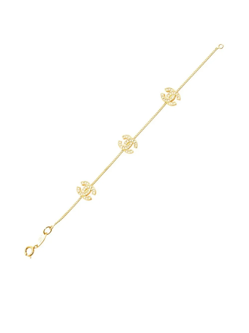 

Chanel Pre-Owned CC rhinestone-embellished bracelet - Gold