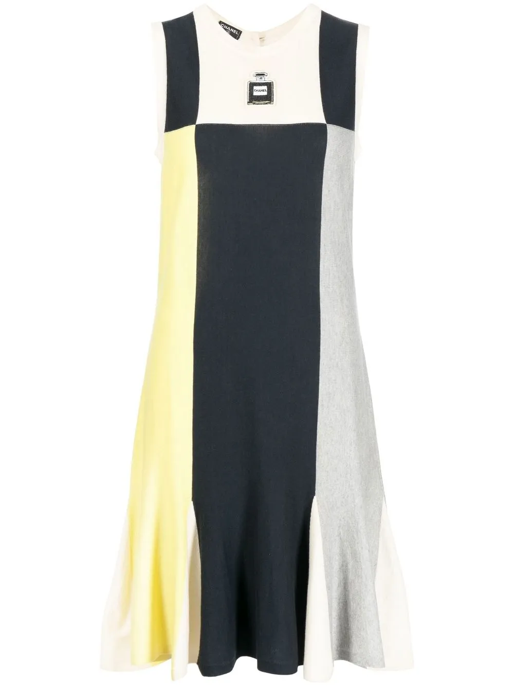 

CHANEL Pre-Owned 2008 Nº5 perfume patch colour-block dress - White
