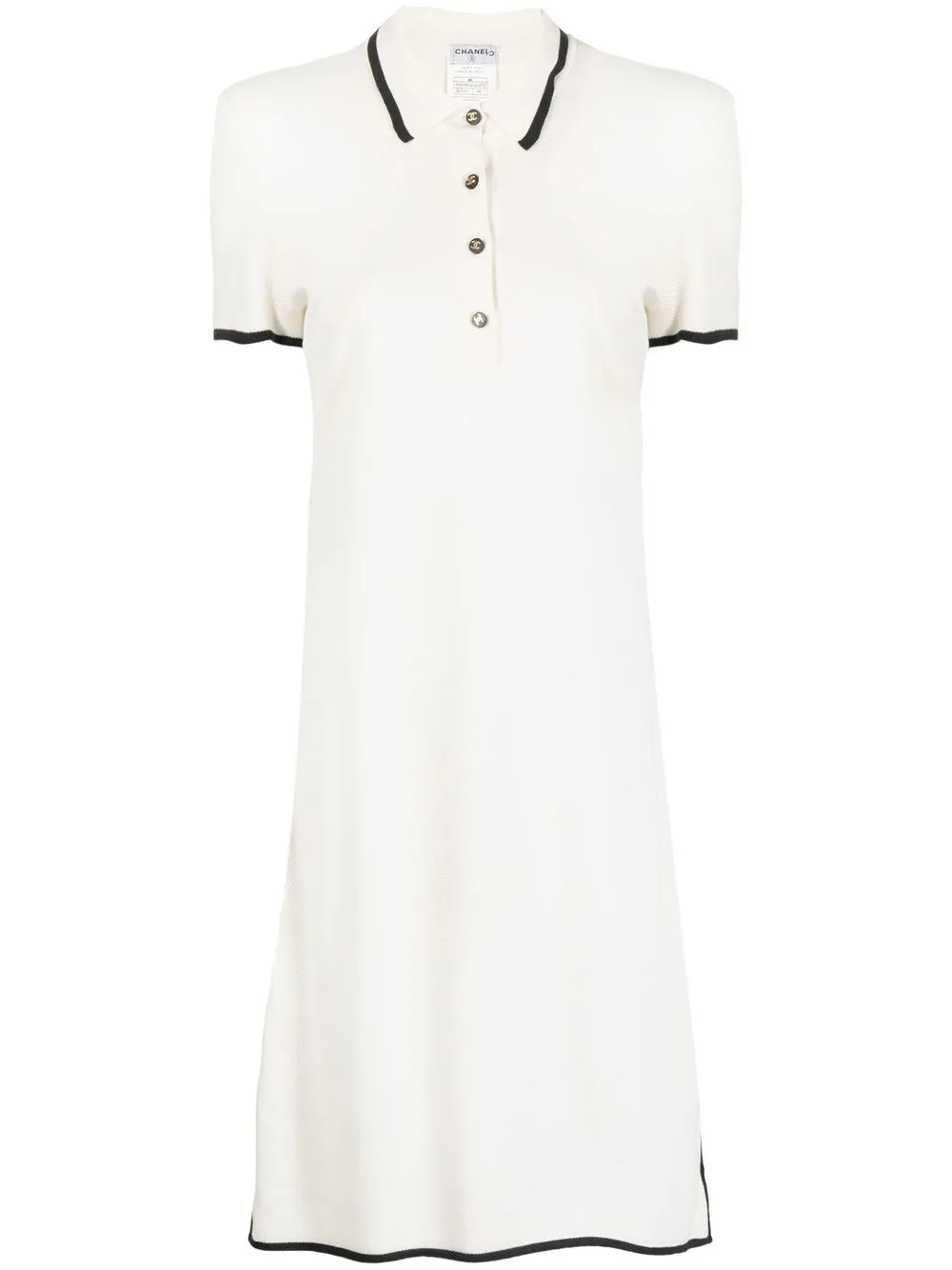 

CHANEL Pre-Owned 1996 logo buttons short-sleeved dress - White