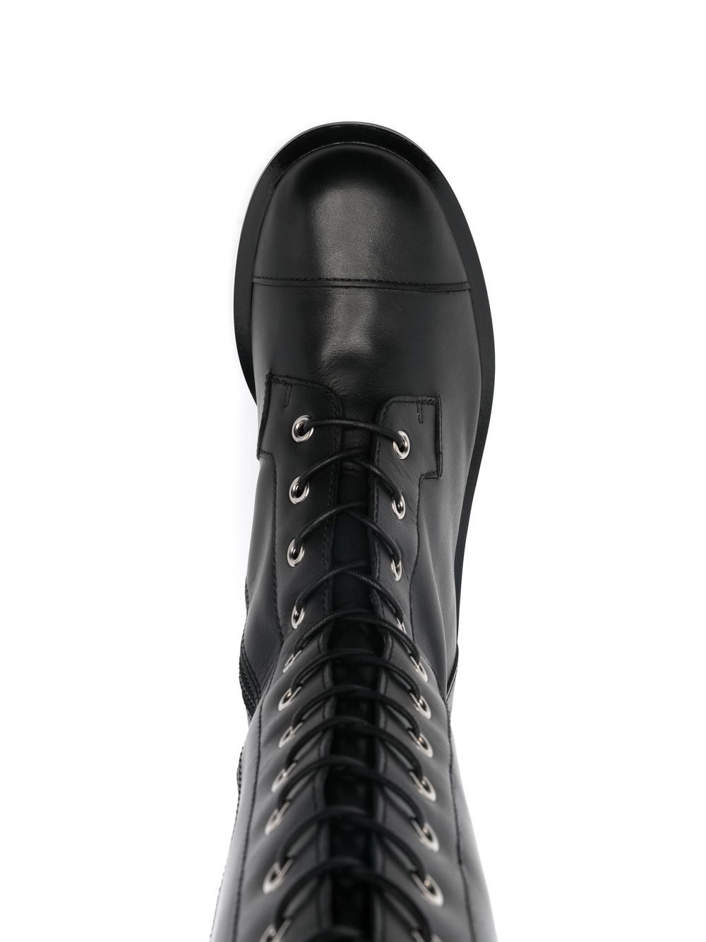 Shop Emporio Armani Knee-high Leather Lace-up Boots In 黑色