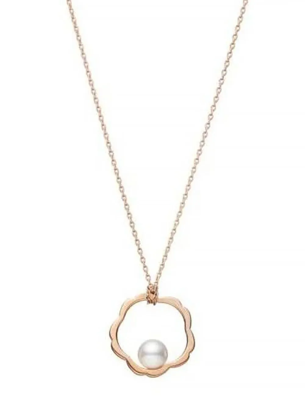 Mikimoto Cultured Pearl Station Necklace in White/Gold Pearl