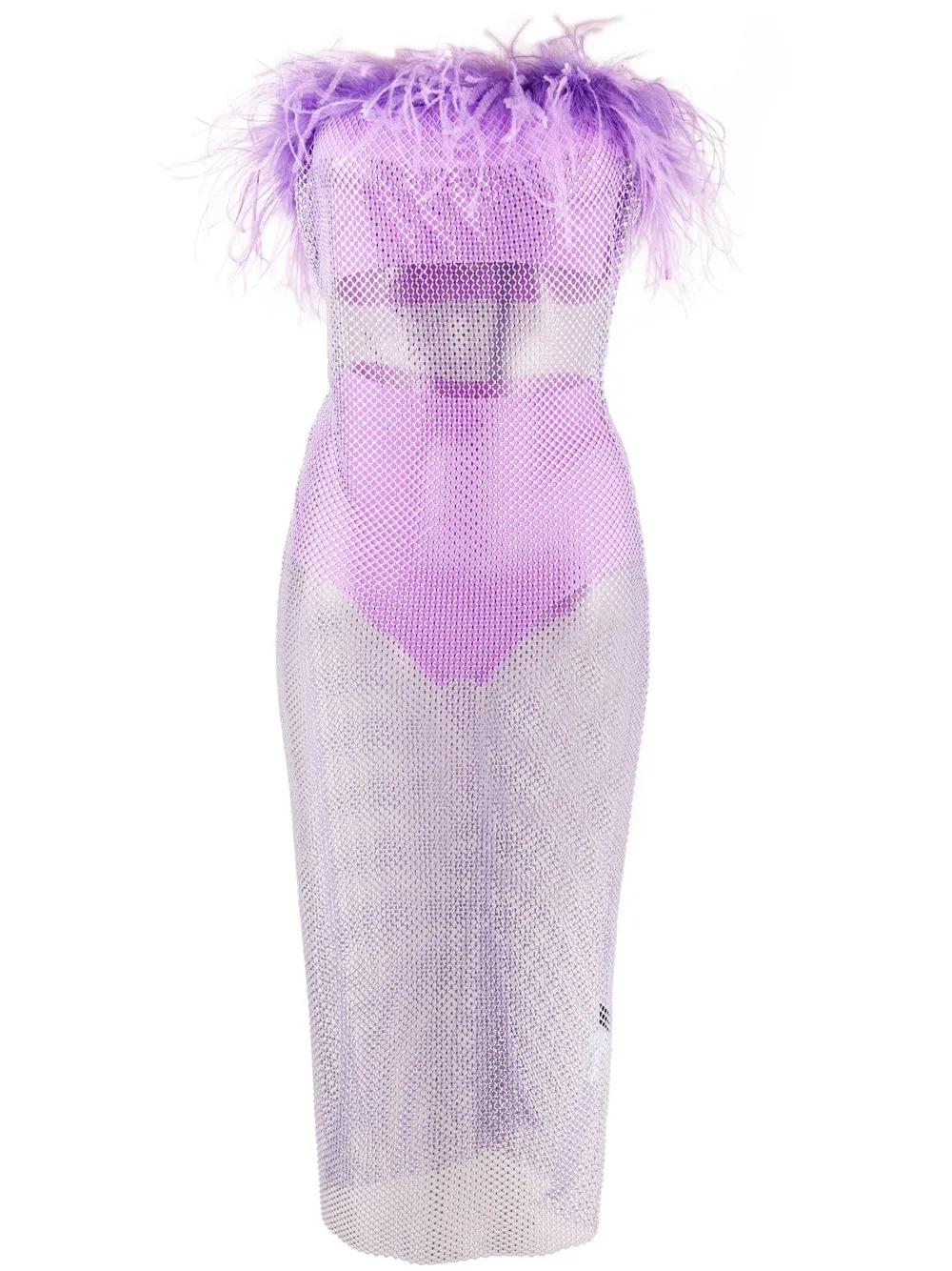 

Giuseppe Di Morabito set de vestido corto con ribete de plumas - Morado