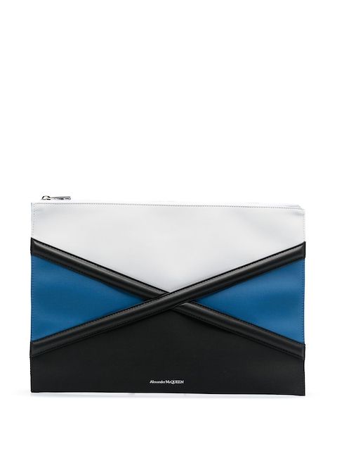 Alexander McQueen logo-print zip-up clutch bag 