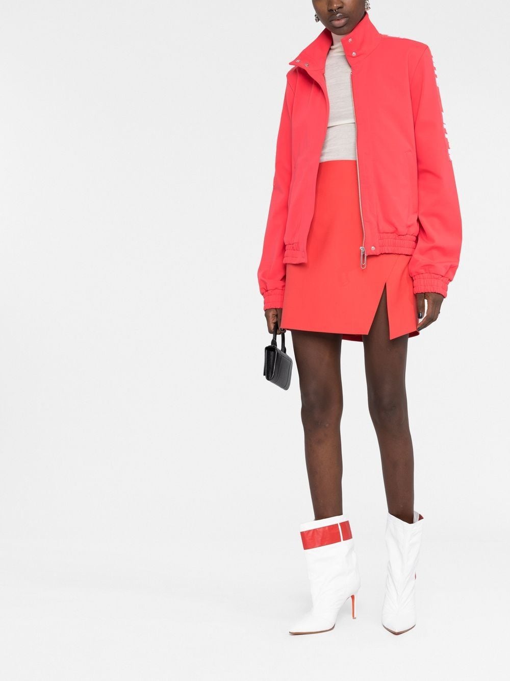 Shop Off-white Logo-print High-waisted Skirt In Red
