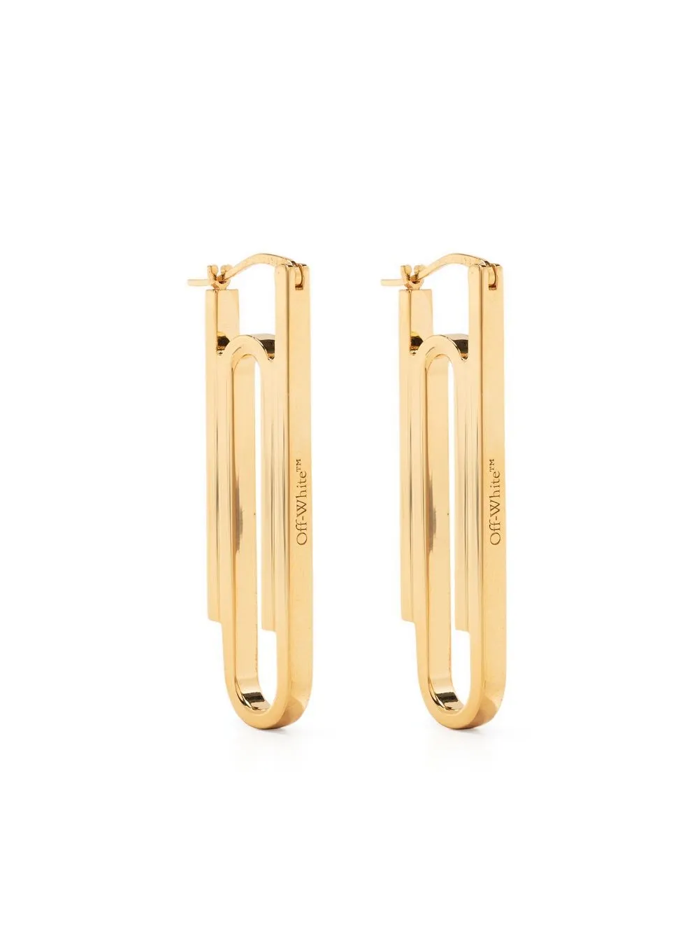

Off-White engraved-logo safety-pin earrings - Gold