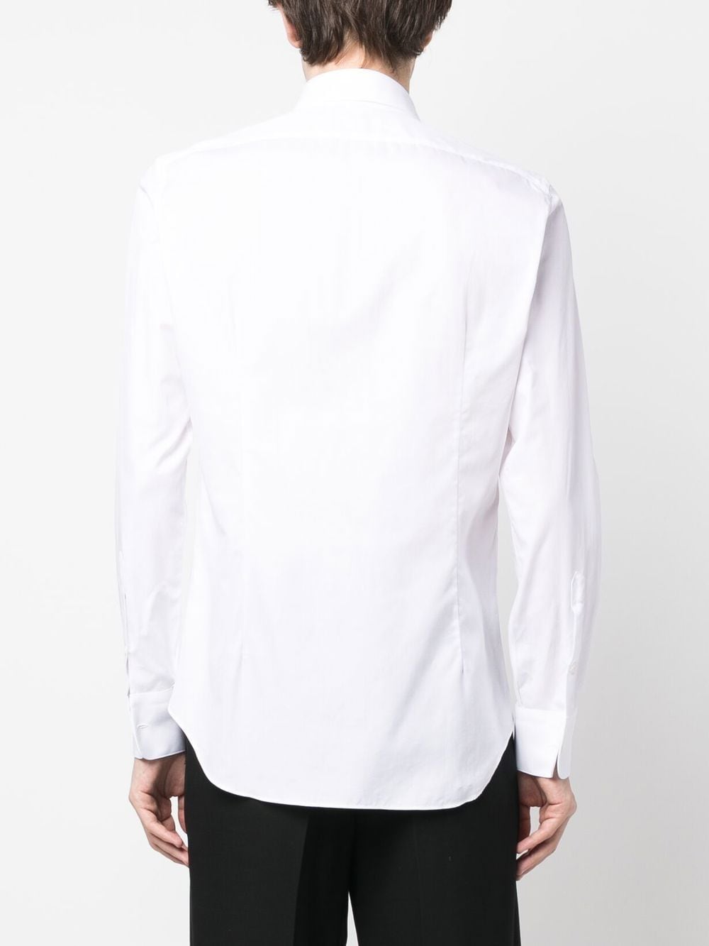 Shop D4.0 Bow-collar Long-sleeve Shirt In Weiss