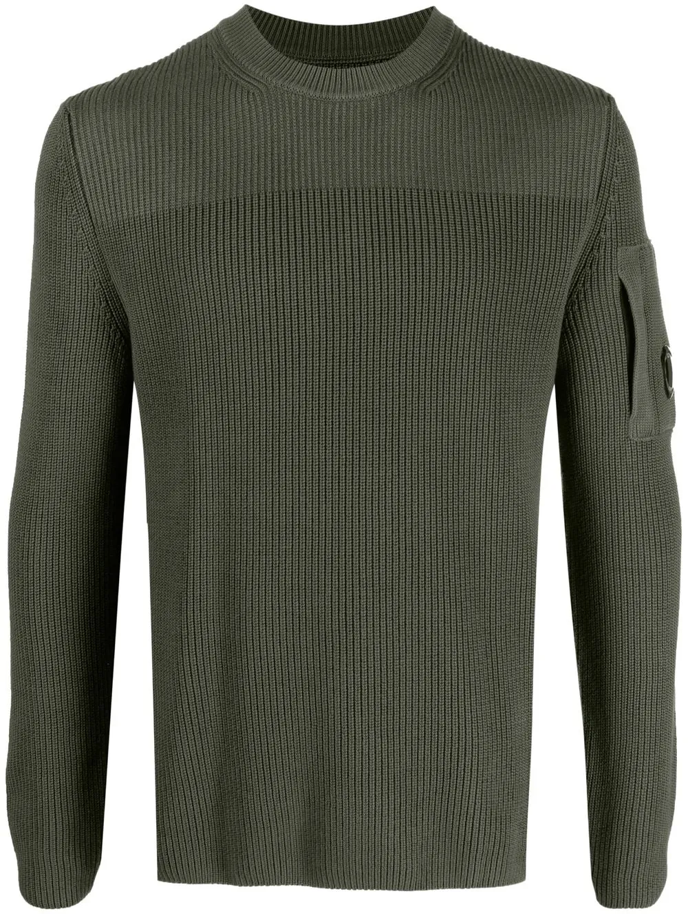 

C.P. Company ribbed-knit logo-patch jumper - Green