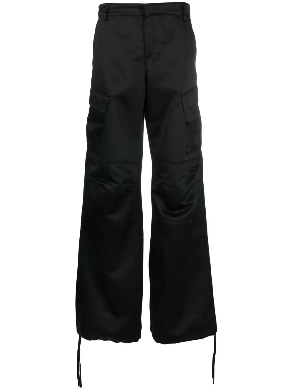 

THE ANDAMANE wide-leg satin cargo pants - Black