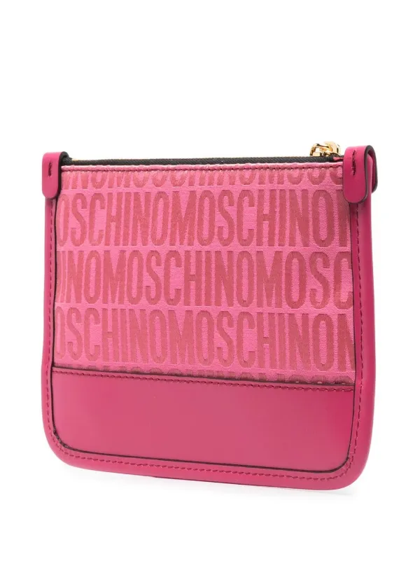 Moschino logo print Zip Clutch Bag Farfetch