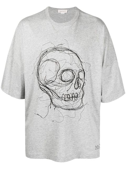 Alexander McQueen playera oversize con calavera estampada