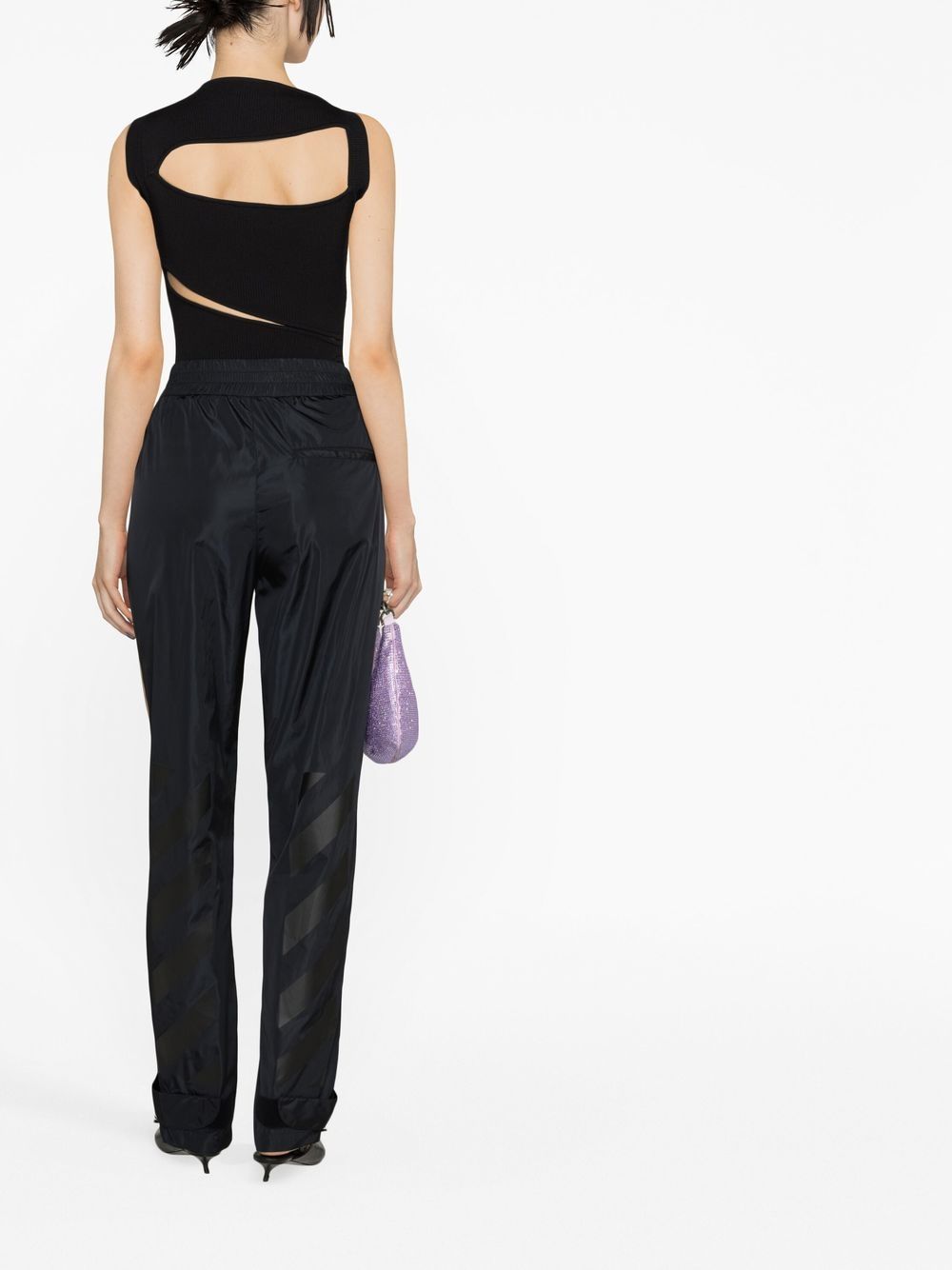 Shop Off-white Logo-print Elasticated Trousers In Black