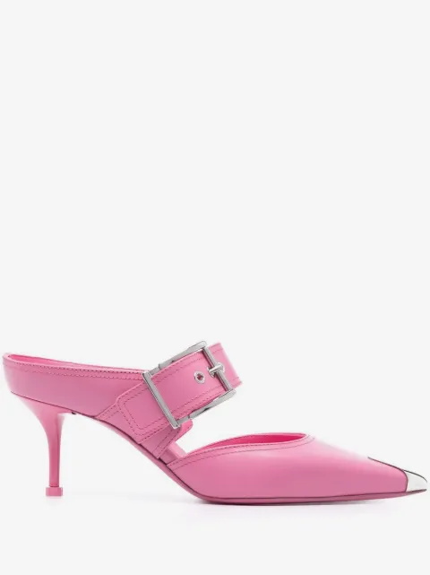 Alexander McQueen 75mm metallic toe-cap detail mules
