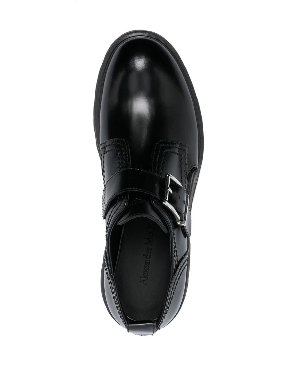 Shop Alexander Mcqueen Side-buckle Fastening Brogue Shoes In Schwarz