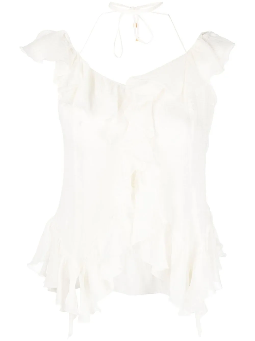 

Blumarine blusa con panel de volantes - Blanco