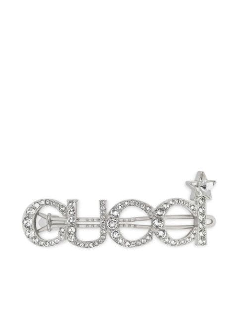 Gucci crystal-logo hair clip