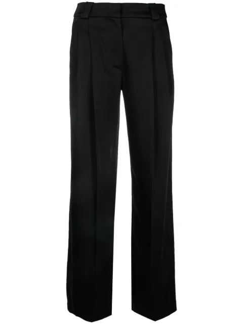pleated satin trousers