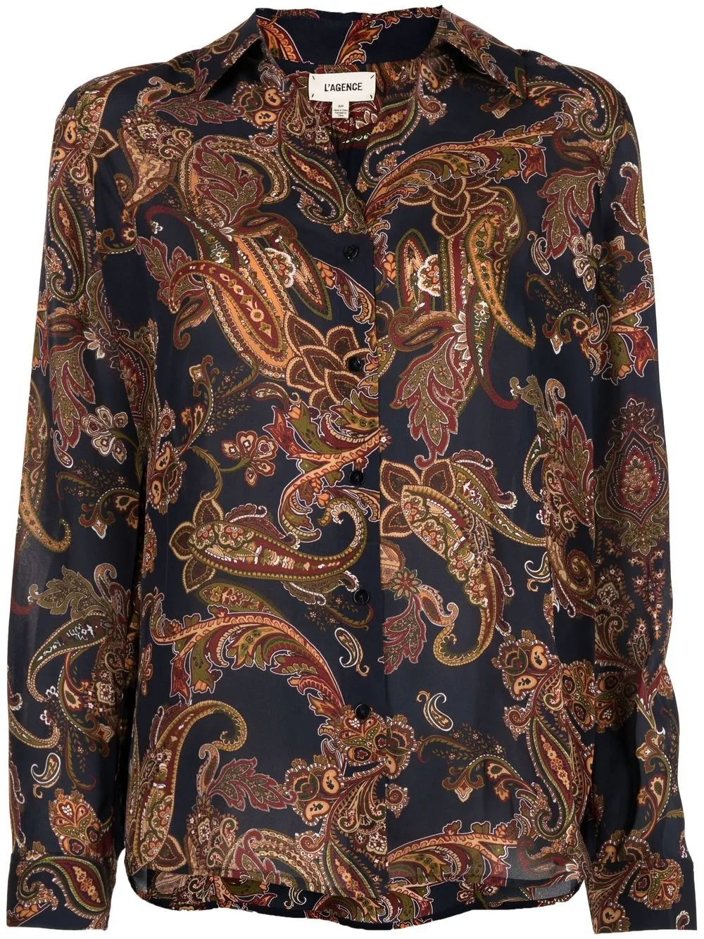 

L'Agence paisley-print silk shirt - Blue