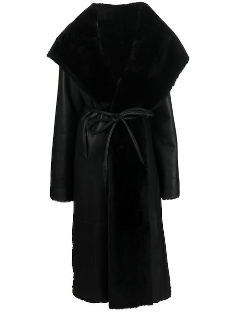 Liska tie-front sheepskin coat