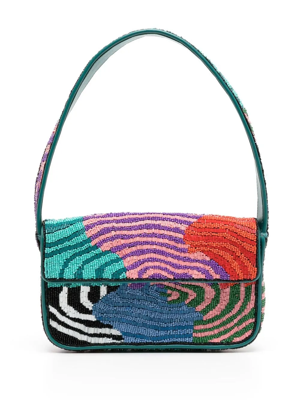 Staud Tommy Beaded Faux-leather Shoulder Bag In Acid Swirl