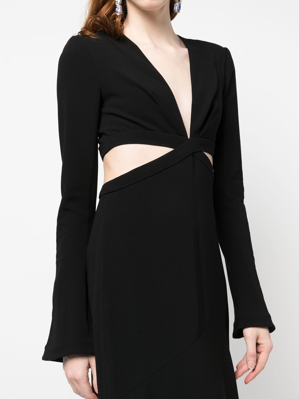 Shop A.l.c Cut-out Long-sleeved Maxi Dress In Black