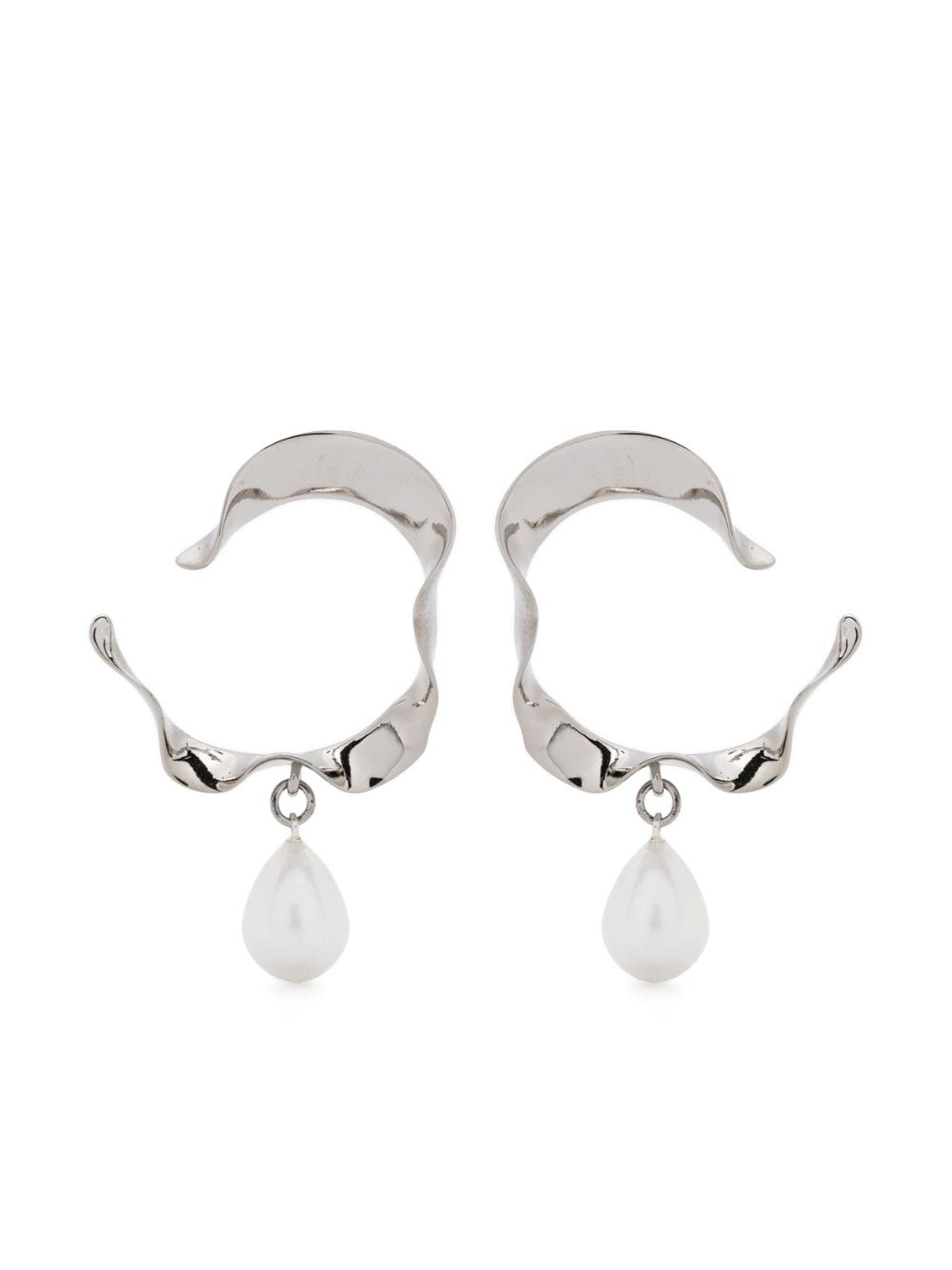 Hugo Kreit Swell pearl-charm hoop earrings - Silver