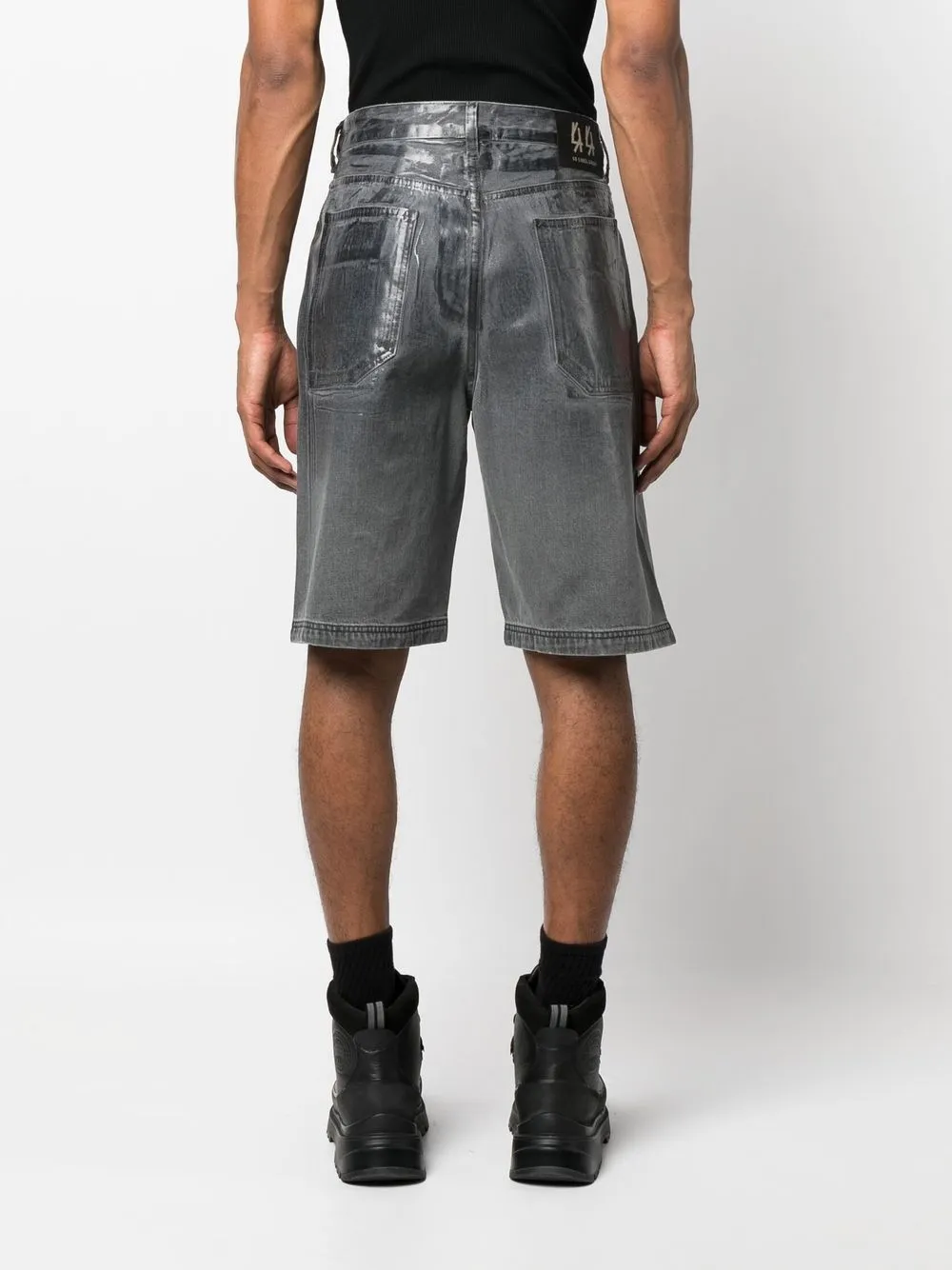 44 Label Group Metallicfinish Denim Shorts In Grey ModeSens