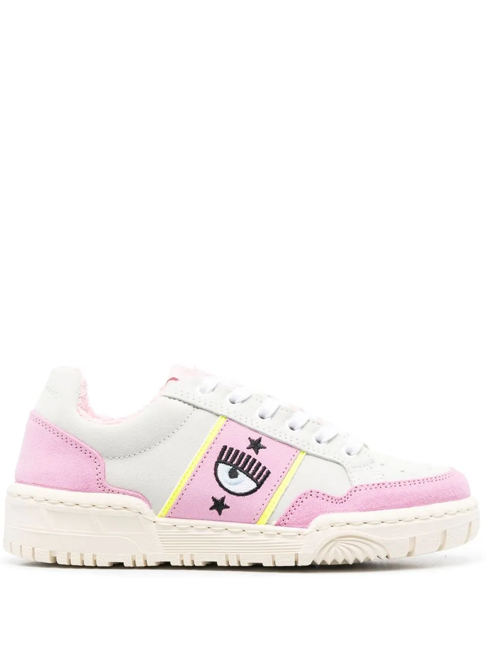 

Chiara Ferragni panelled logo-patch sneakers - Pink