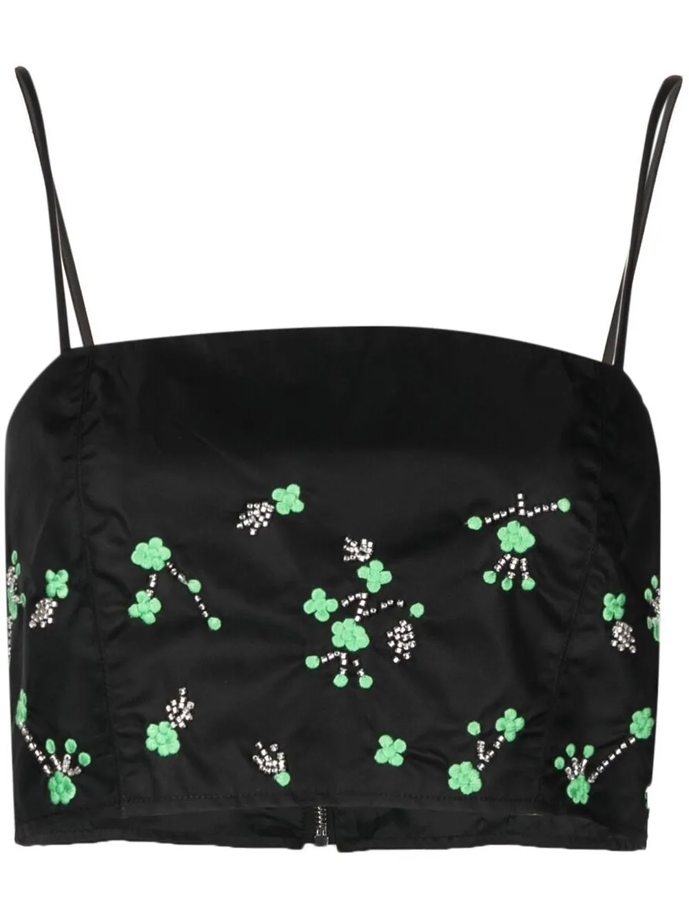 

GANNI floral-embroidered crystal-embellished top - Black