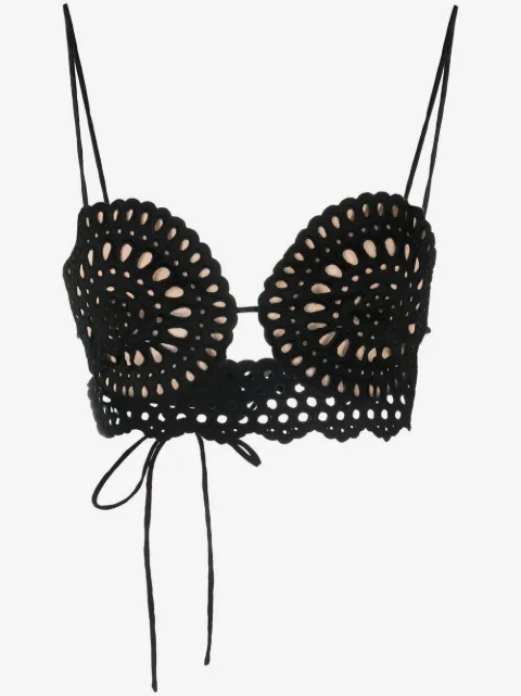 Stella McCartney Cropped-Top mit Lochstickerei